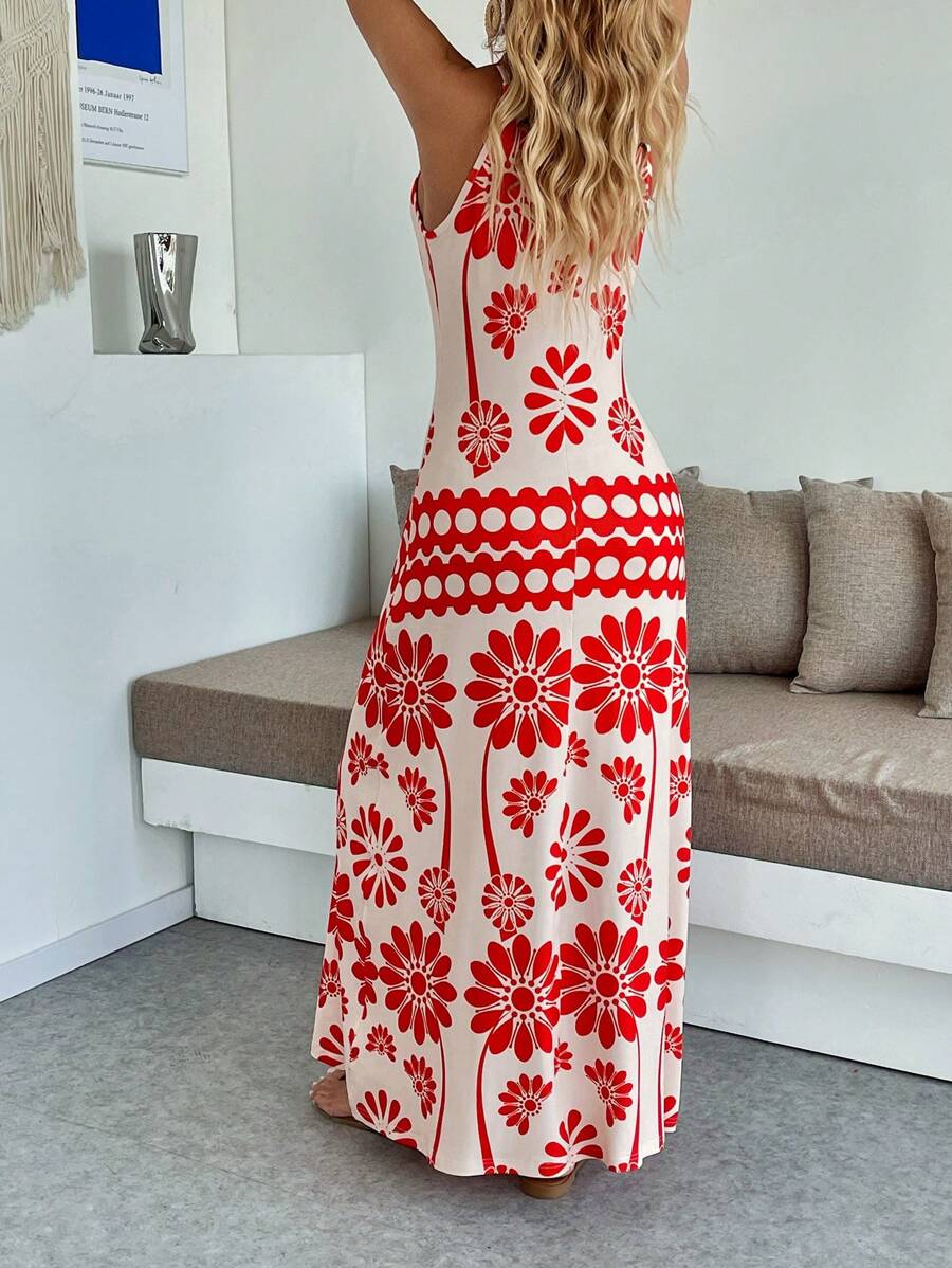 Vestido Longo Boho de Alças Finas com Bainha Assimétrica - La Lecce