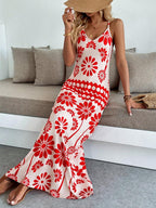 Vestido Longo Boho de Alças Finas com Bainha Assimétrica - La Lecce