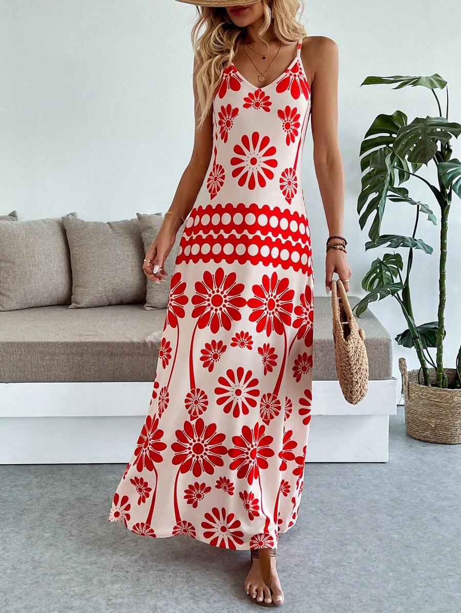 Vestido Longo Boho de Alças Finas com Bainha Assimétrica - La Lecce