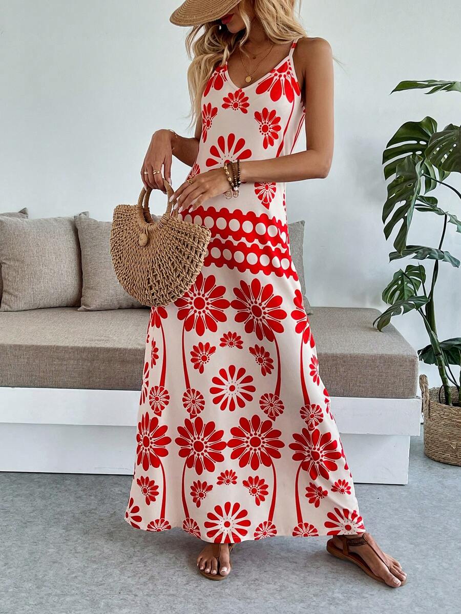 Vestido Longo Boho de Alças Finas com Bainha Assimétrica - La Lecce