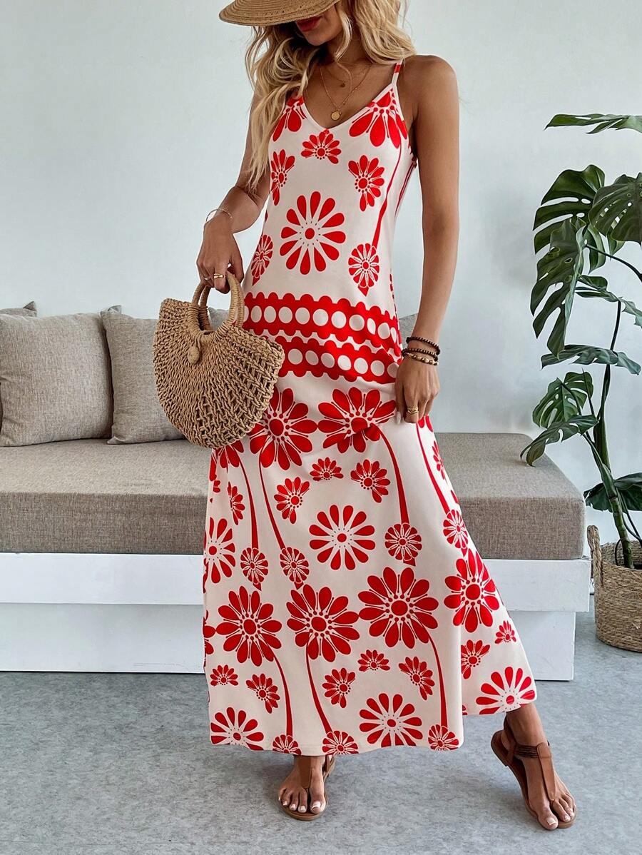 Vestido Longo Boho de Alças Finas com Bainha Assimétrica - La Lecce