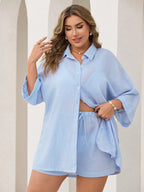 Conjunto Plus Size Listrado com Botões