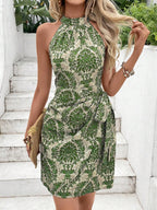 Vestido Mini Floral Frente Única com Nó e Costas Abertas - La Lecce