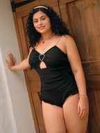 Maiô Plus Size Bandeau com Babado