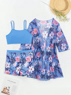 Conjunto de Biquíni 3 Peças Estampa Tropical