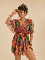 Saída de Praia Plus Size Tie Back