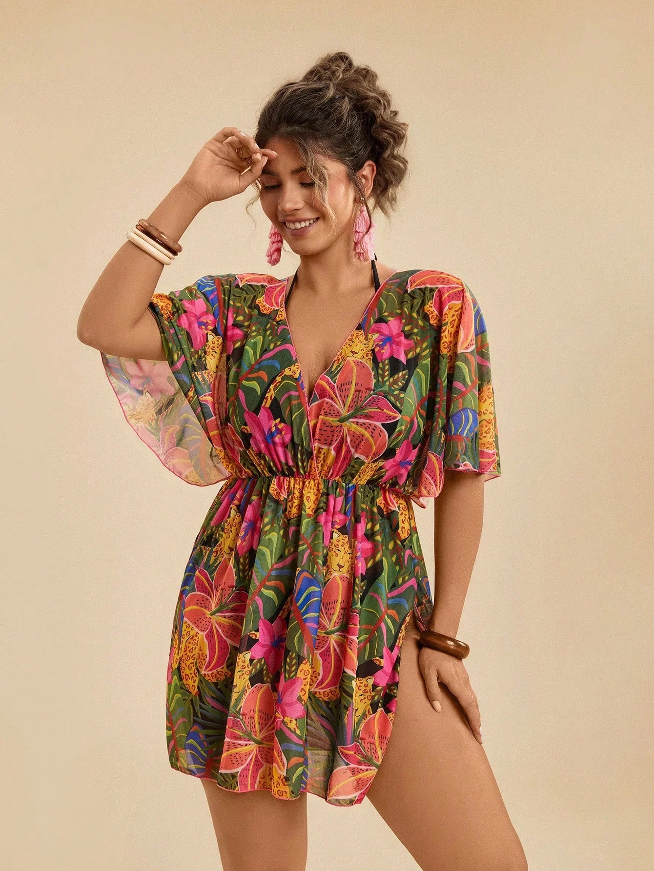 Saída de Praia Plus Size Tie Back