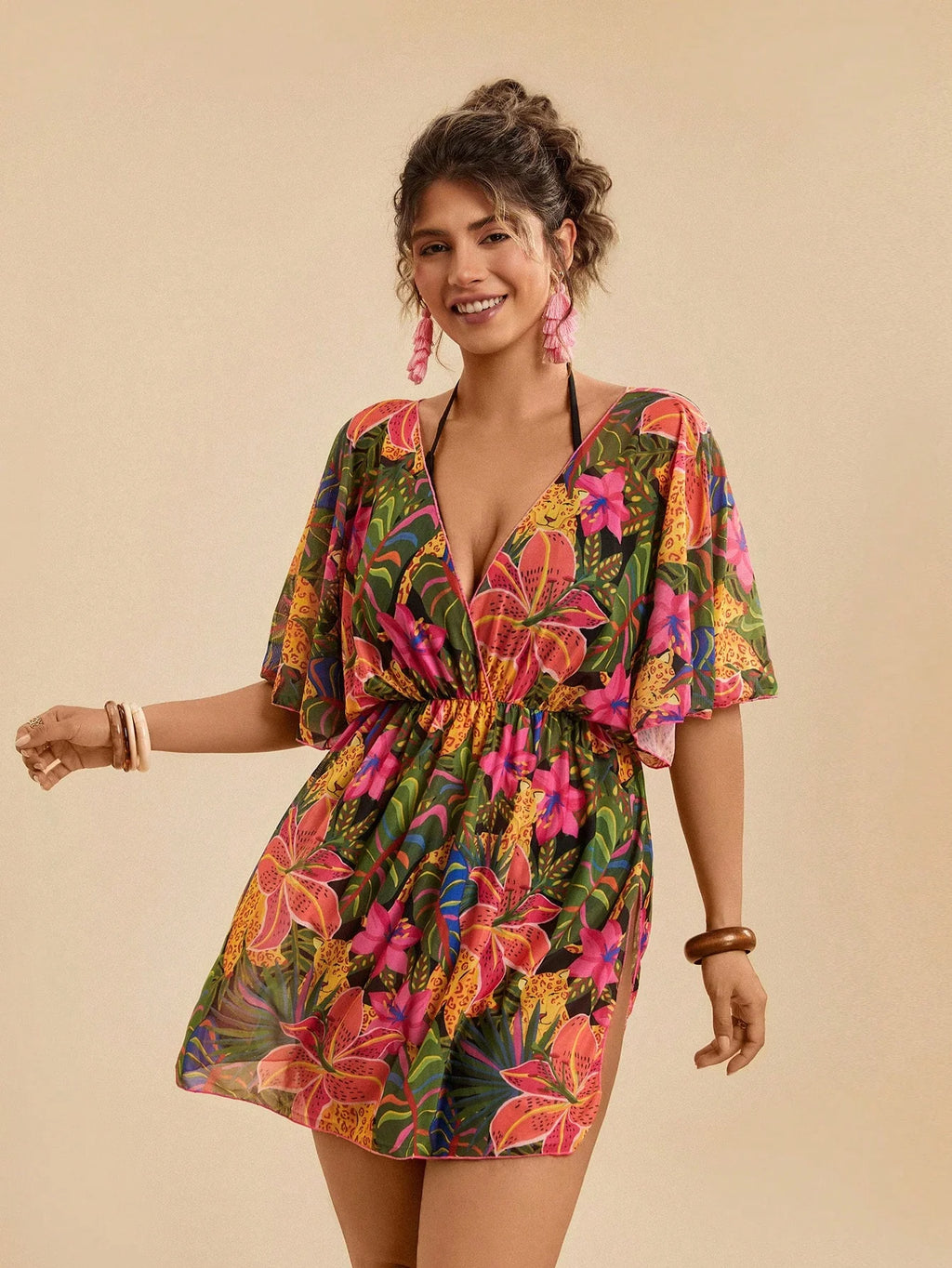 Saída de Praia Plus Size Tie Back