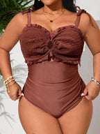 Maiô Plus Size Franzido com Babado