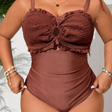 Maiô Plus Size Franzido com Babado