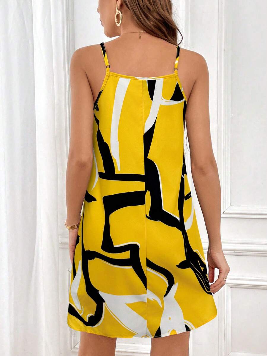 Vestido Curto Cami com Estampa Gráfica e Costas Abertas - La Lecce