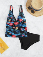 Tankini com Decote V e Costas Abertas