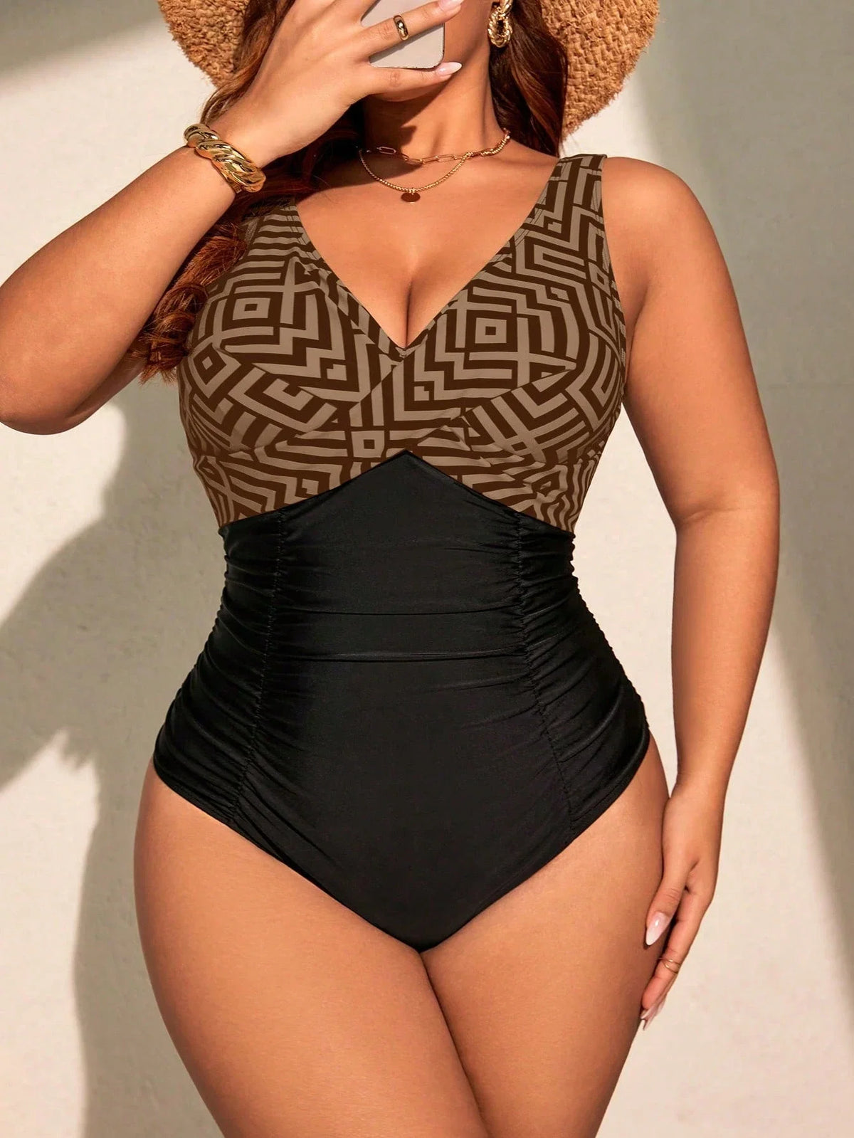 Maiô Plus Size Geométrico Transparente