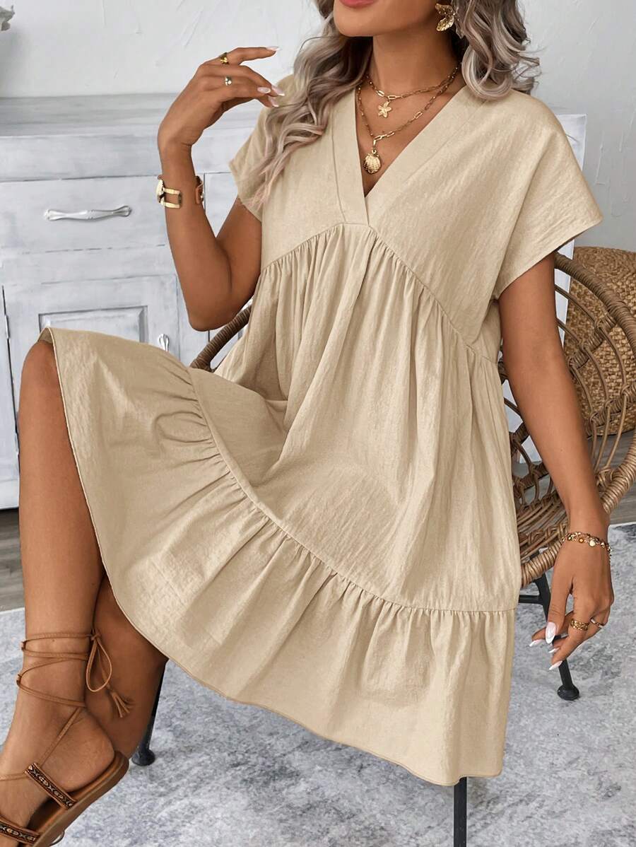Vestido Curto Boho com Babado e Detalhe em Pompom - La Lecce