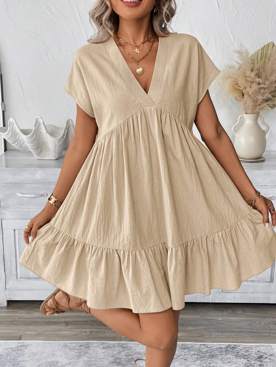 Vestido Curto Boho com Babado e Detalhe em Pompom - La Lecce
