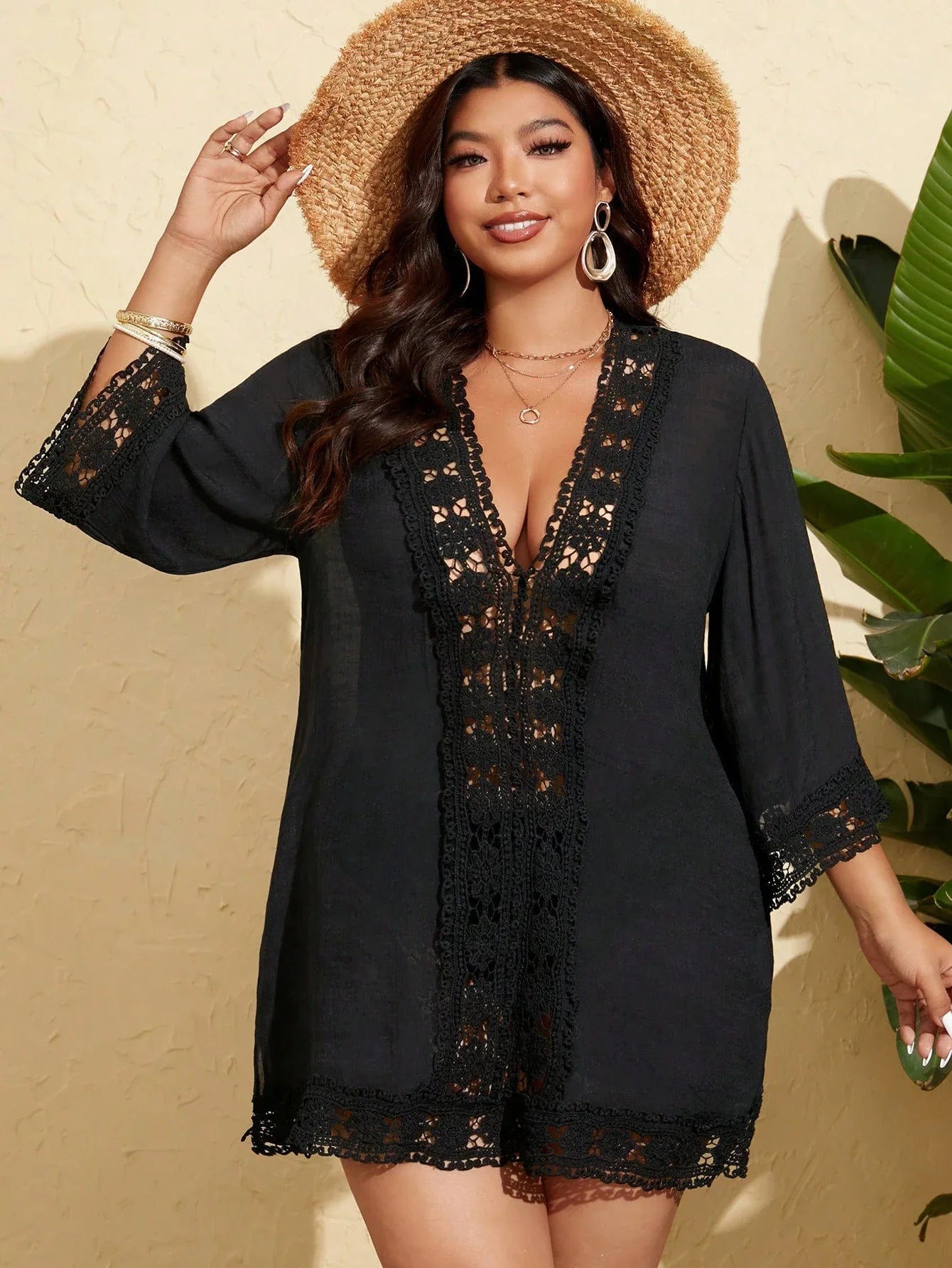 Saída de Praia Plus Size com Laço