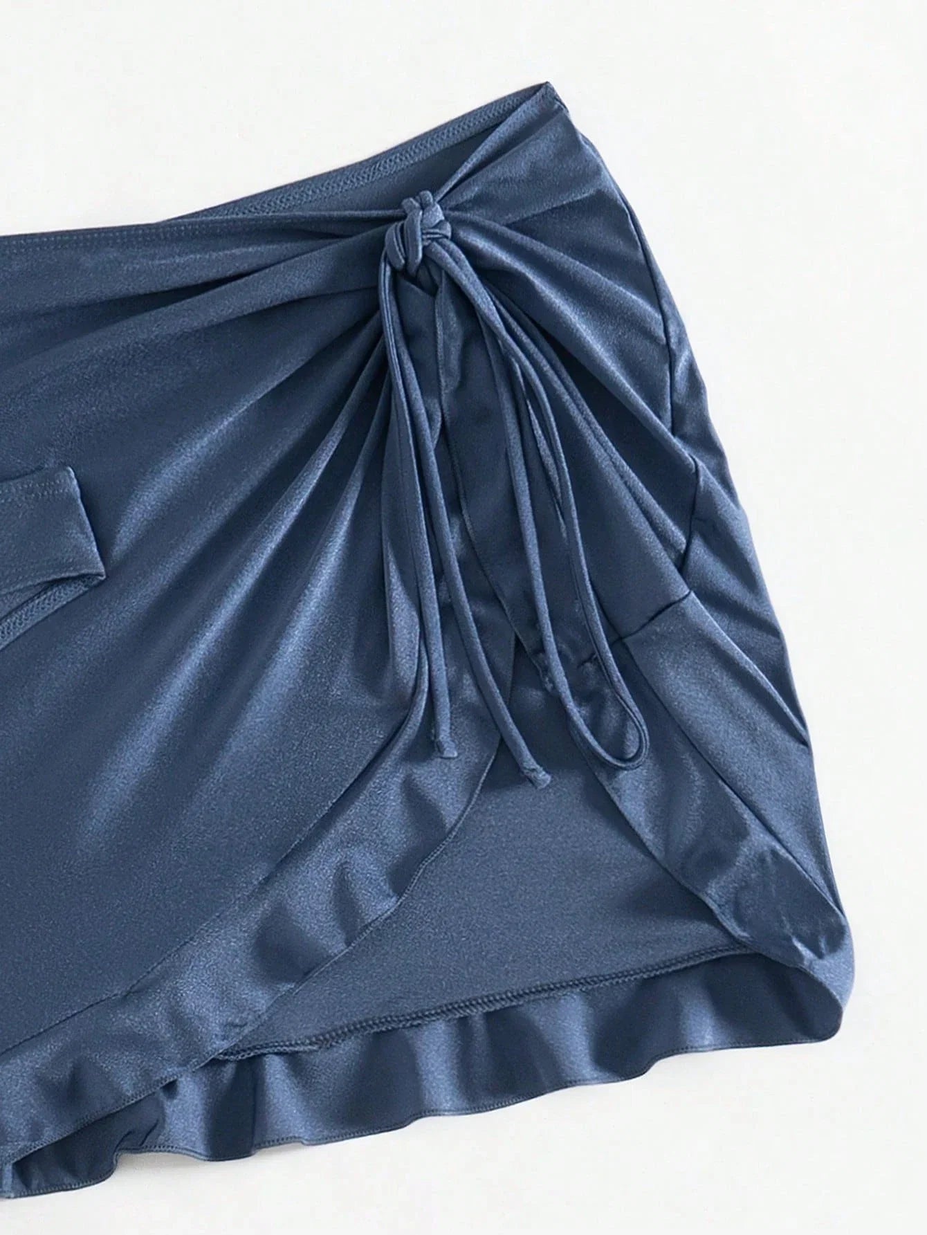 Conjunto de Biquíni 3 Peças Bandeau Plissado