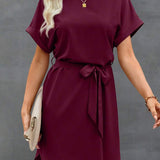 Vestido Curto Túnica com Cinto e Bolsos