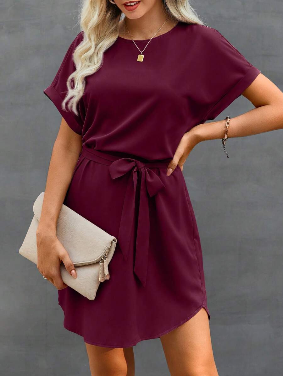 Vestido Curto Túnica com Cinto e Bolsos - La Lecce