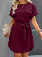 Vestido Curto Túnica com Cinto e Bolsos - La Lecce