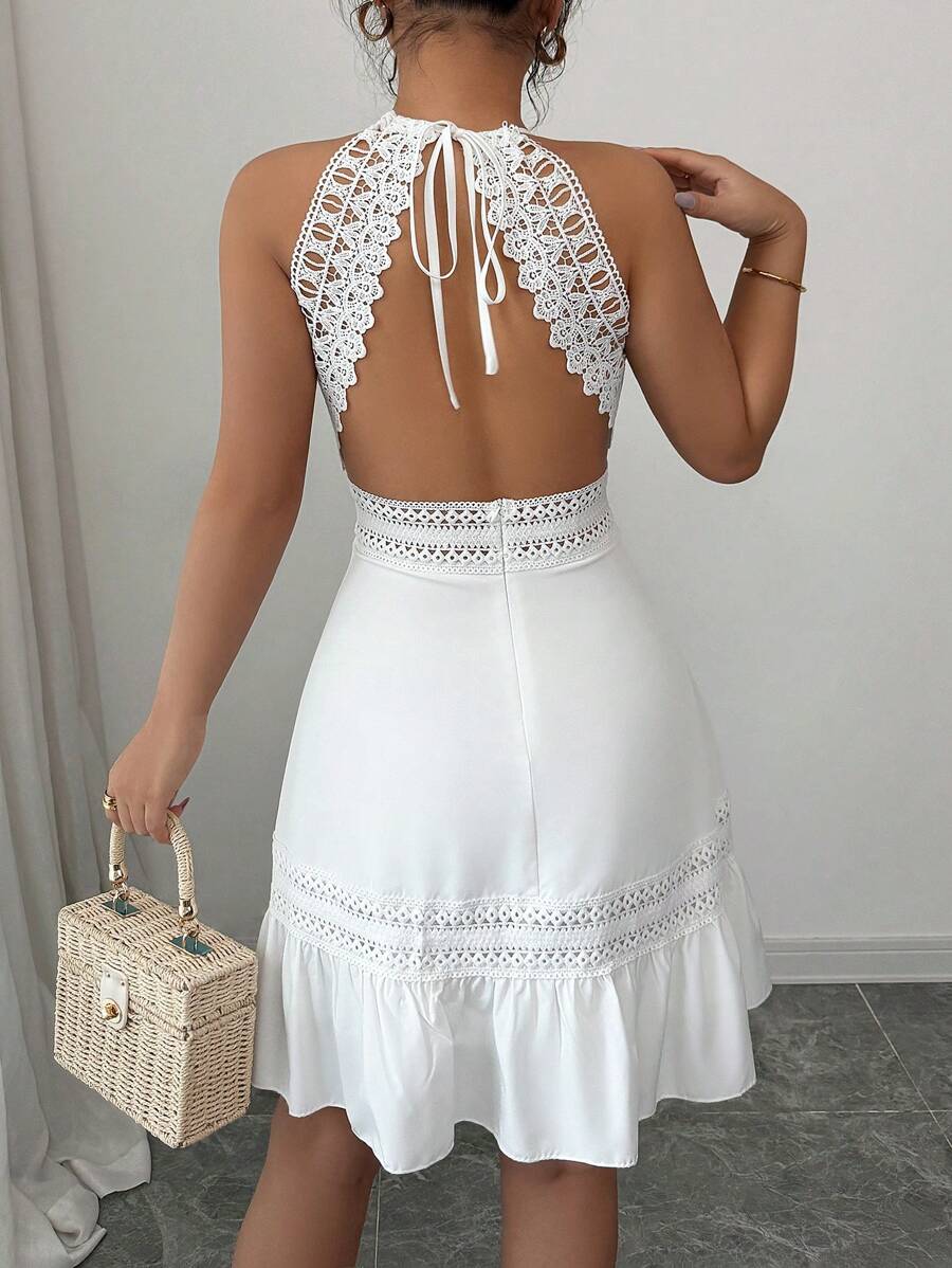 Vestido Curto Frente Única com Babado e Laço - La Lecce