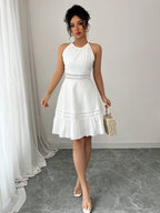 Vestido Curto Frente Única com Babado e Laço - La Lecce