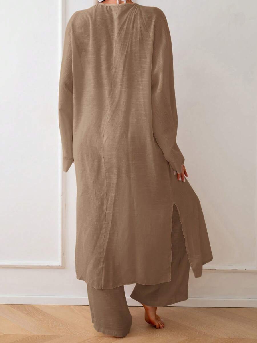 Kimono Longo com Abertura Frontal e Manga Longa