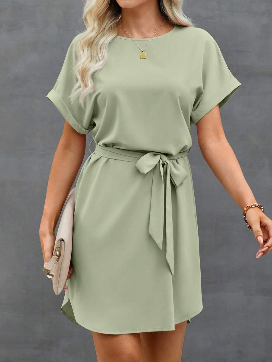 Vestido Curto Túnica com Cinto e Bolsos - La Lecce