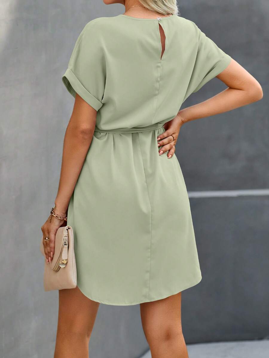 Vestido Curto Túnica com Cinto e Bolsos - La Lecce