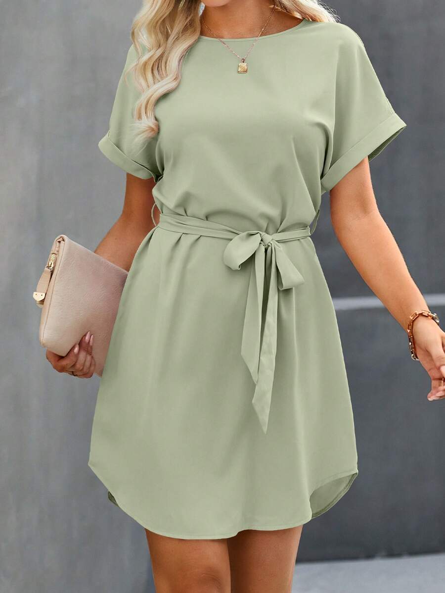 Vestido Curto Túnica com Cinto e Bolsos - La Lecce