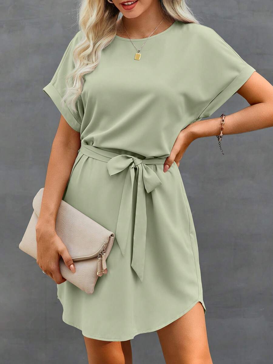 Vestido Curto Túnica com Cinto e Bolsos - La Lecce