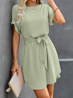 Vestido Curto Túnica com Cinto e Bolsos - La Lecce