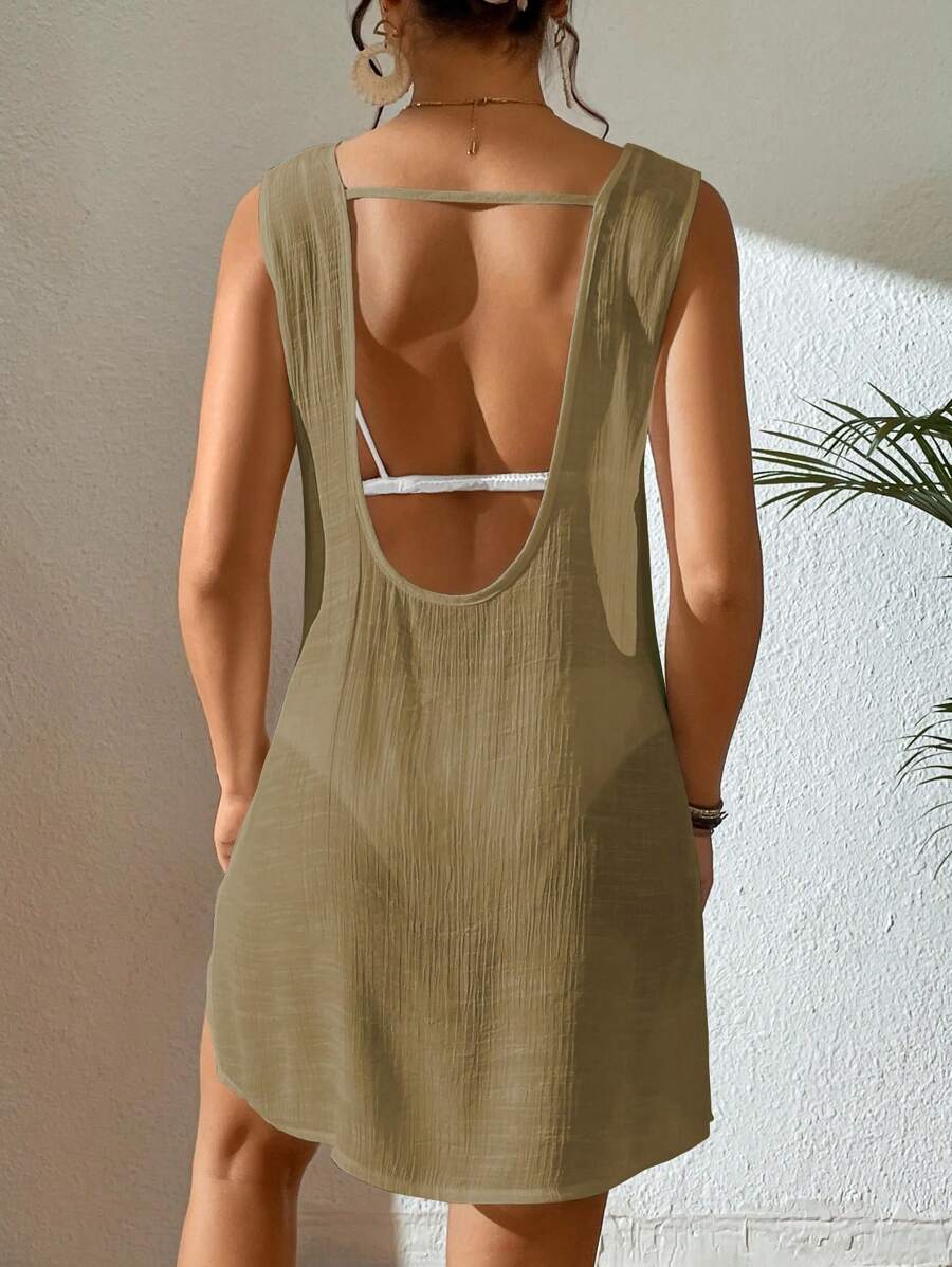 Vestido Saída de Praia com Decote U e Costas Abertas - La Lecce