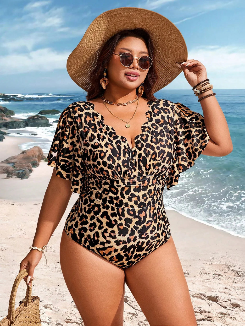 Maiô Plus Size Plissado Leque
