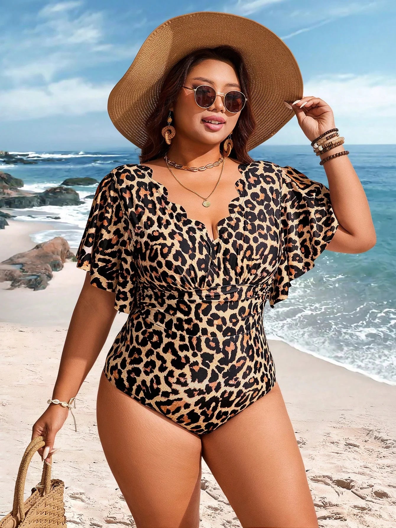 Maiô Plus Size Plissado Leque