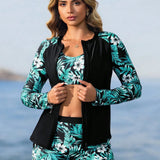 Conjunto de Biquíni 3 Peças Tropical com Zíper