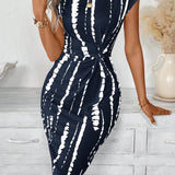 Vestido Midi de Algodão com Detalhe Torcido e Manga Curta