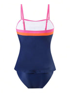 Conjunto Tankini 2 Peças com Recorte em Contraste