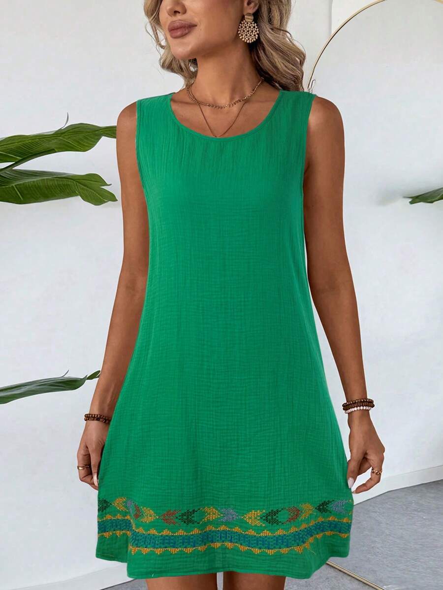 Vestido Curto Boho de Algodão com Bordado - La Lecce