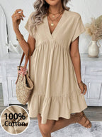 Vestido Curto Boho com Babado e Detalhe em Pompom - La Lecce