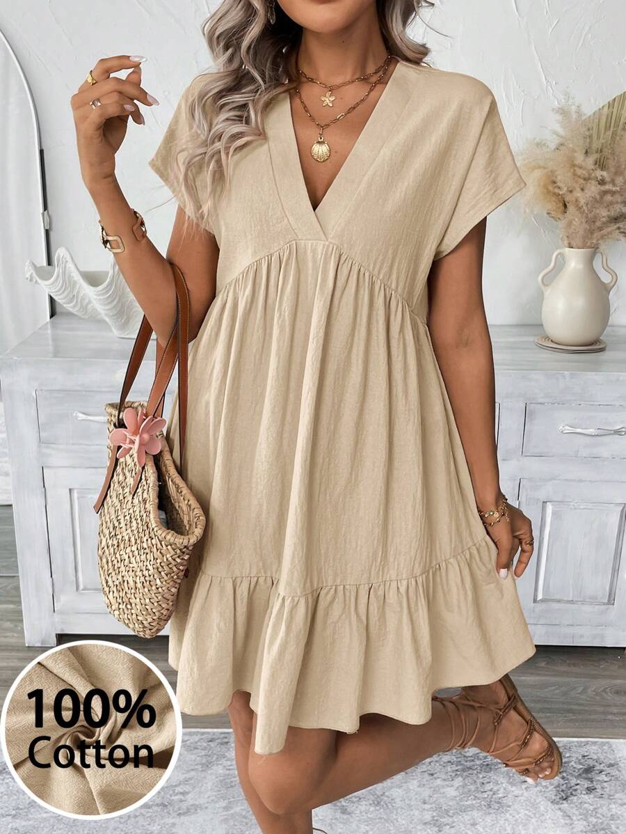 Vestido Curto Boho com Babado e Detalhe em Pompom - La Lecce