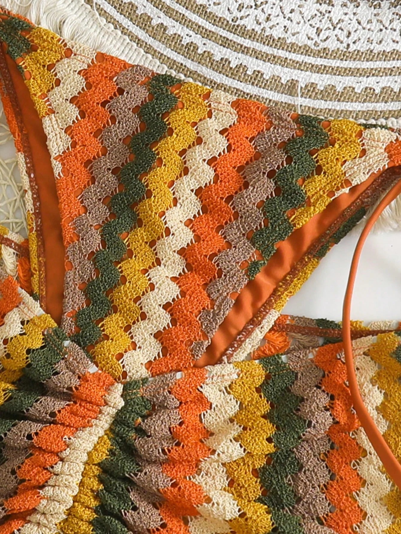 Conjunto de Biquíni Frente-Única com Tie Back 3 Peças