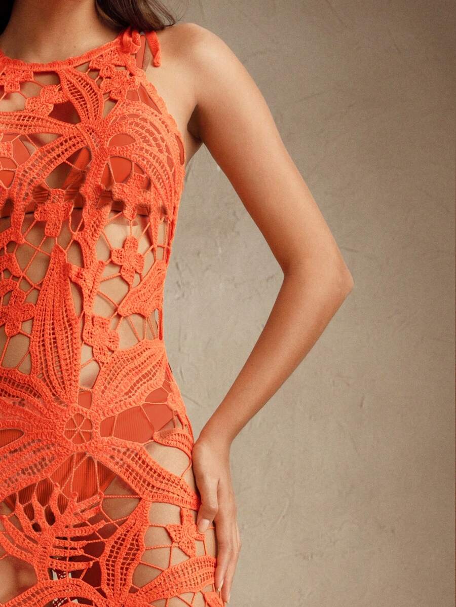Vestido Longo com Estampa de Palmeira e Aberturas Laterais - La Lecce