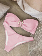 Biquíni Bandeau com Anel e Corte Alto