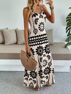 Vestido Longo Boho de Alças Finas com Bainha Assimétrica - La Lecce