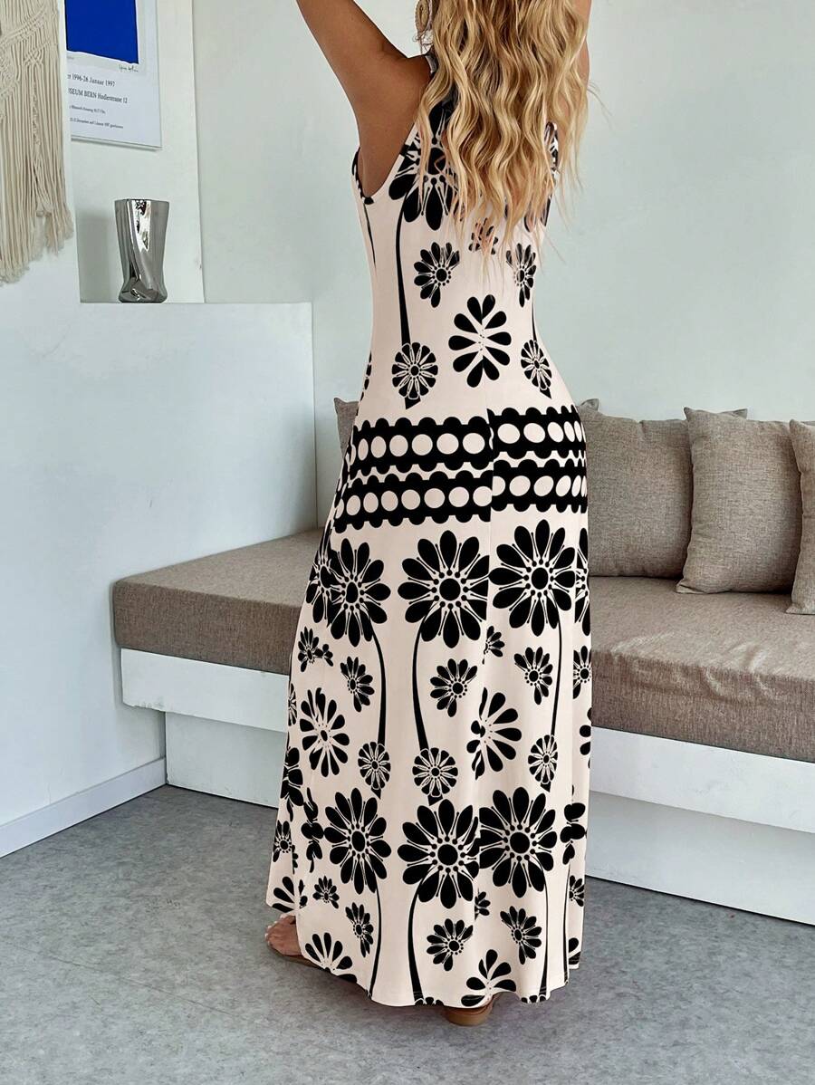 Vestido Longo Boho de Alças Finas com Bainha Assimétrica - La Lecce