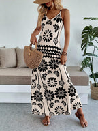 Vestido Longo Boho de Alças Finas com Bainha Assimétrica - La Lecce