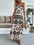 Vestido Longo Boho de Alças Finas com Bainha Assimétrica - La Lecce
