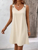 Vestido Midi Túnica com Decote V e Detalhe em Argola - La Lecce