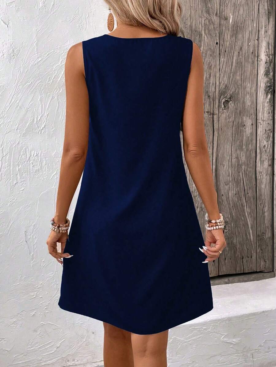 Vestido Midi Túnica com Decote V e Detalhe em Argola - La Lecce